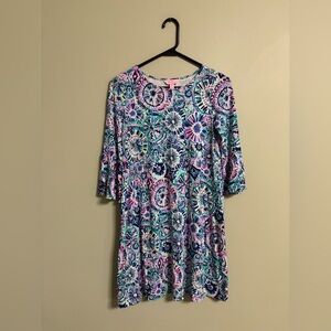Lilly Pulitzer Ophelia Swing Dress Multi “The Swim” Size XS Resort Bell Sleeves